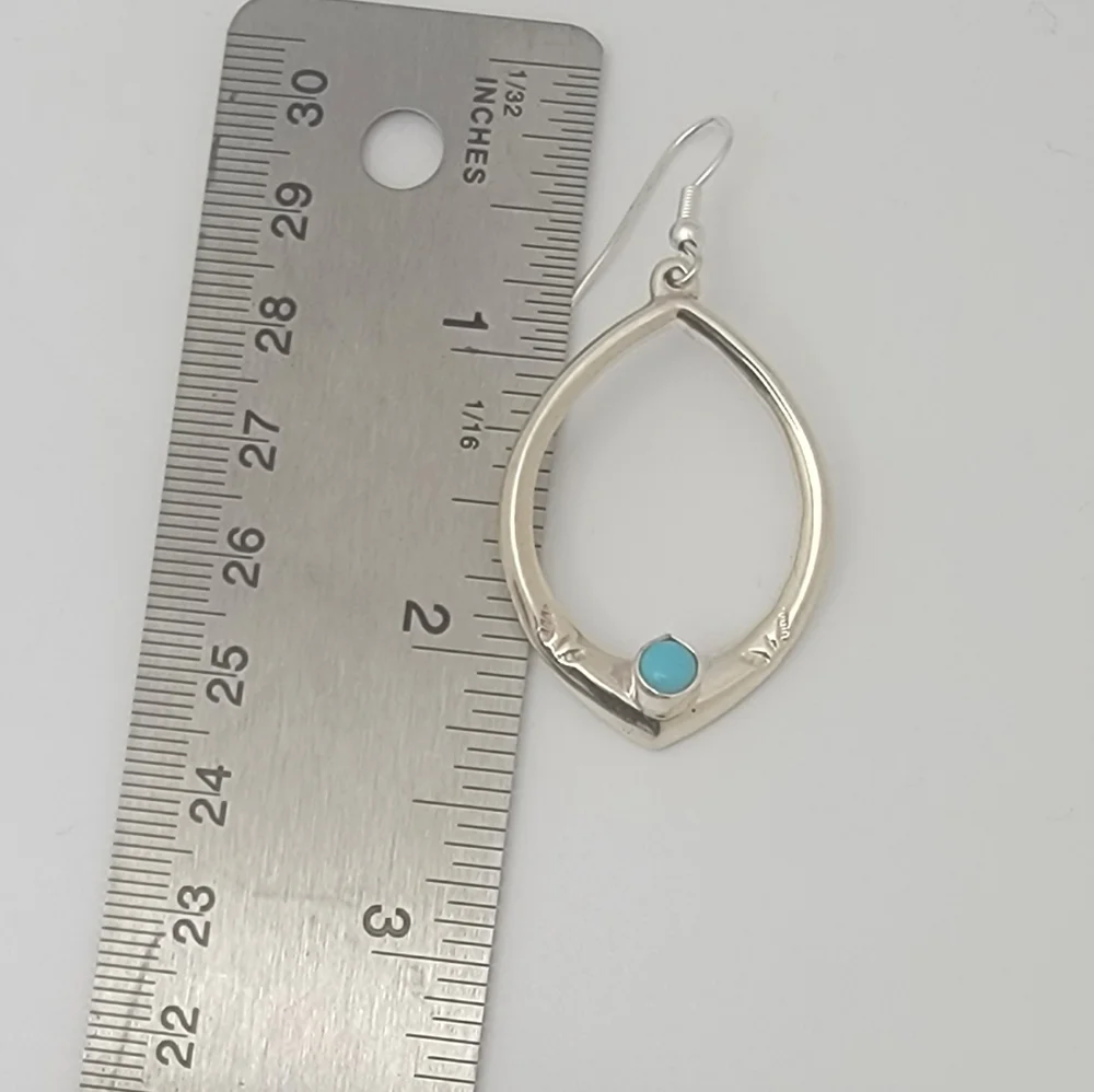 New Handcrafted 925 Sterling Silver and Turquoise Earrings